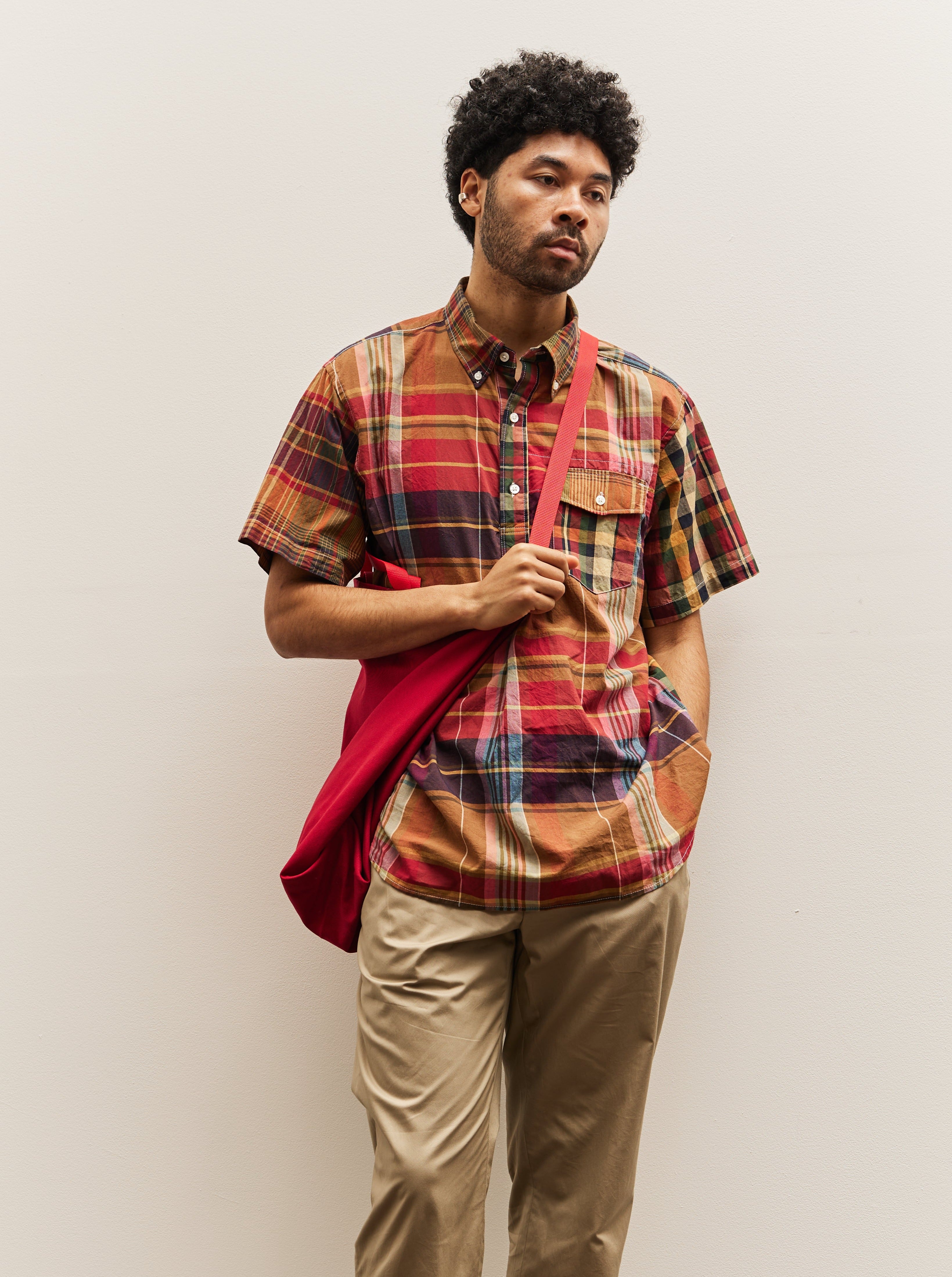 Engineered Garments Big Plaid Popover BD Shirt, Red/Khaki