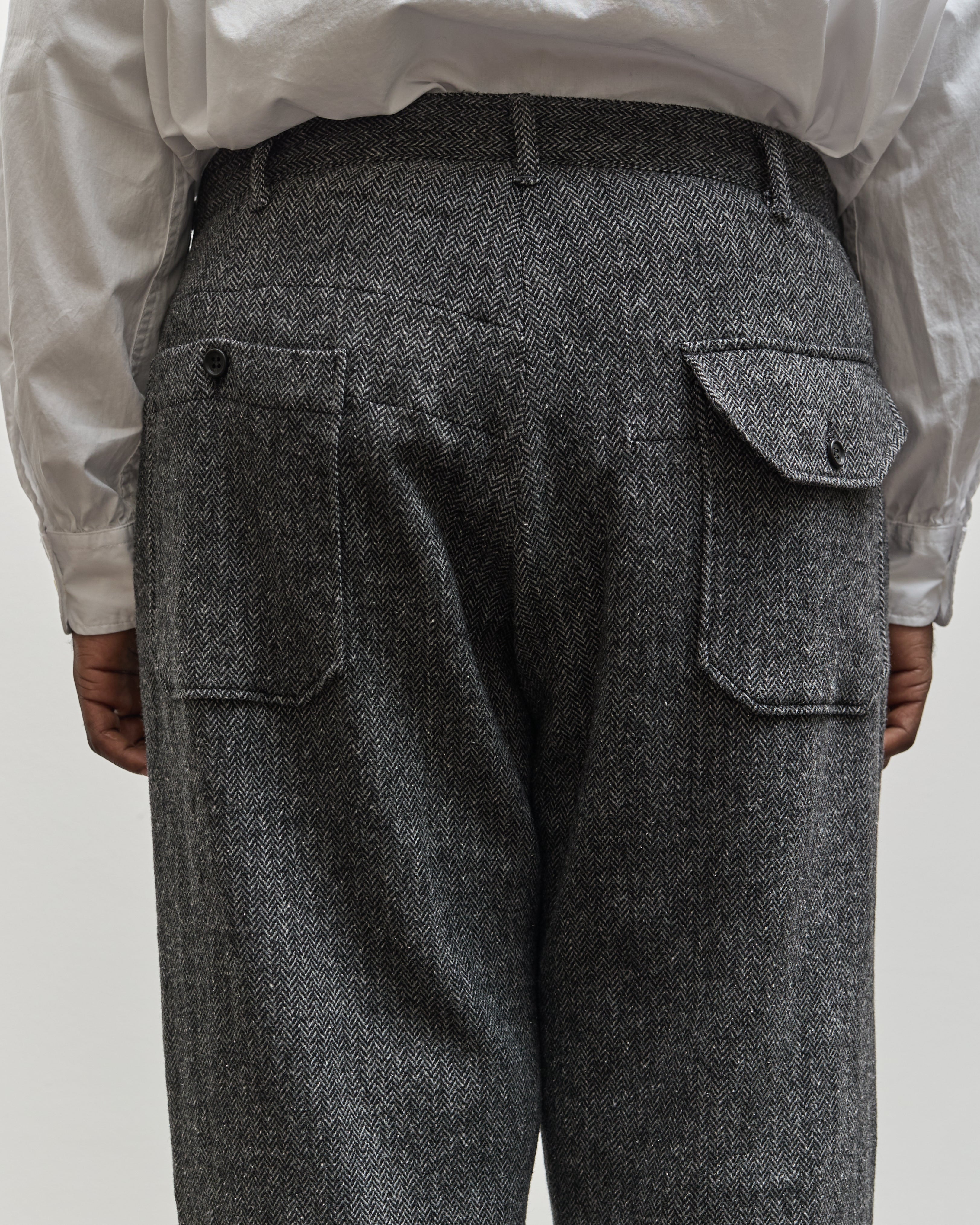 Engineered Garments Carlyle Pant, Grey Poly Wool Herringbone