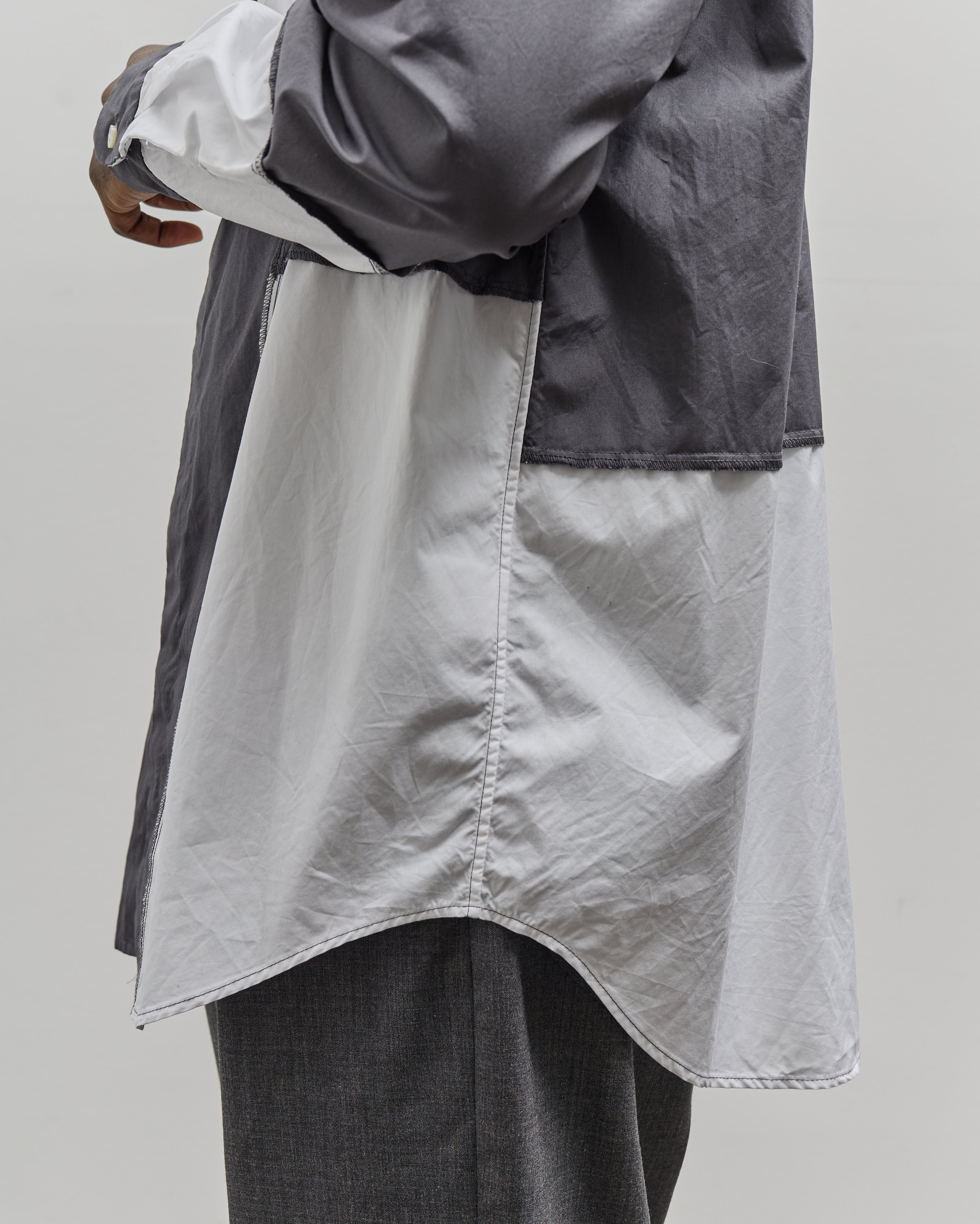 Engineered Garments Combo Short Collar Shirt, White/Charcoal