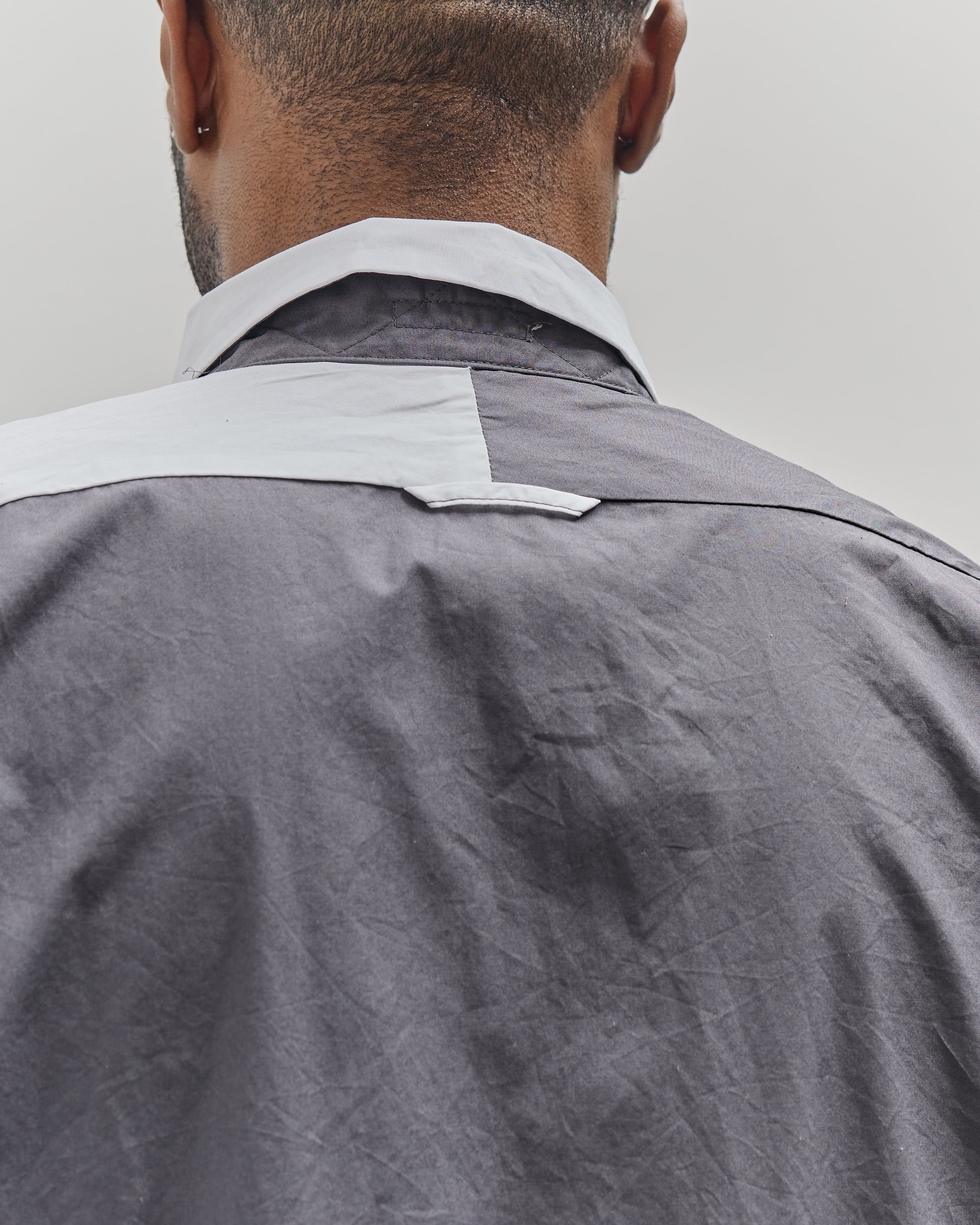 Engineered Garments Combo Short Collar Shirt, White/Charcoal