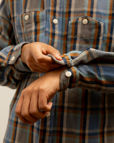 Engineered Garments Heavy Twill Work Shirt, Blue Plaid