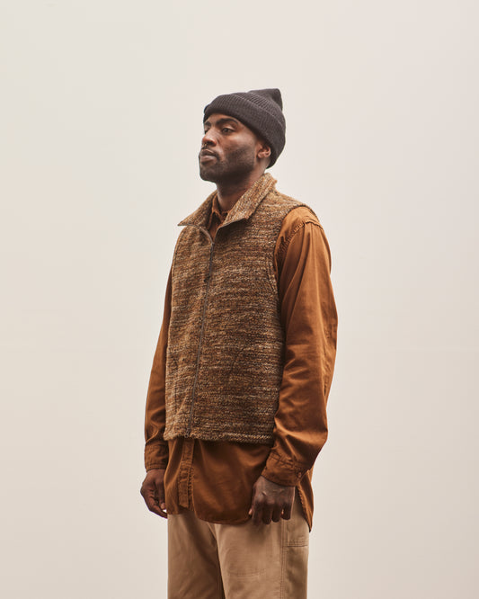 Engineered Garments High Mock Knit Vest, Brown Melange