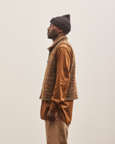 Engineered Garments High Mock Knit Vest, Brown Melange