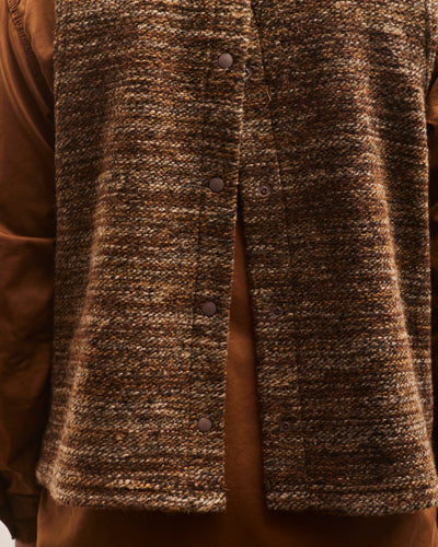 Engineered Garments High Mock Knit Vest, Brown Melange