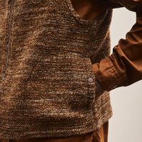 Engineered Garments High Mock Knit Vest, Brown Melange