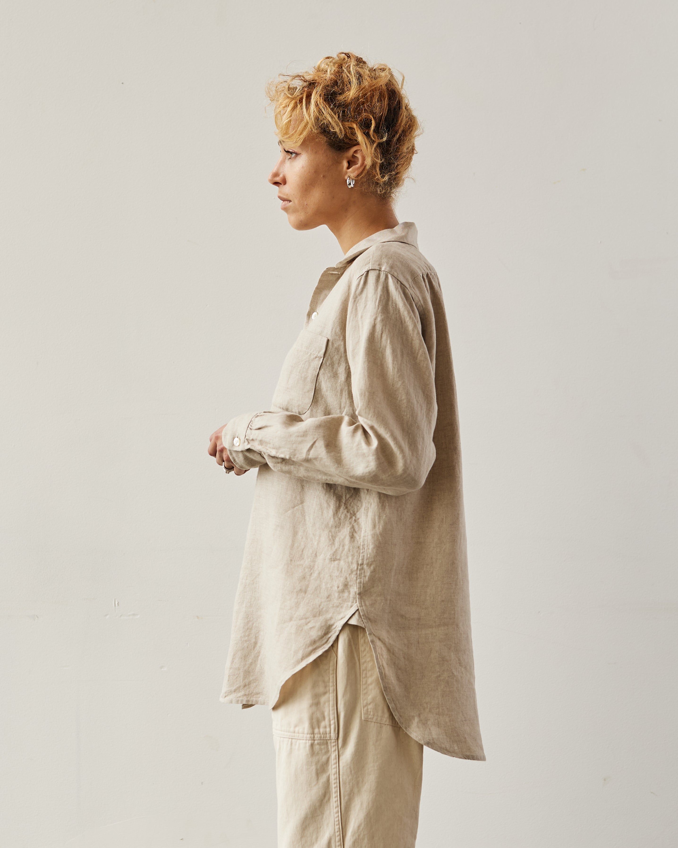 Engineered Garments Linen Rounded Collar Shirt, Natural