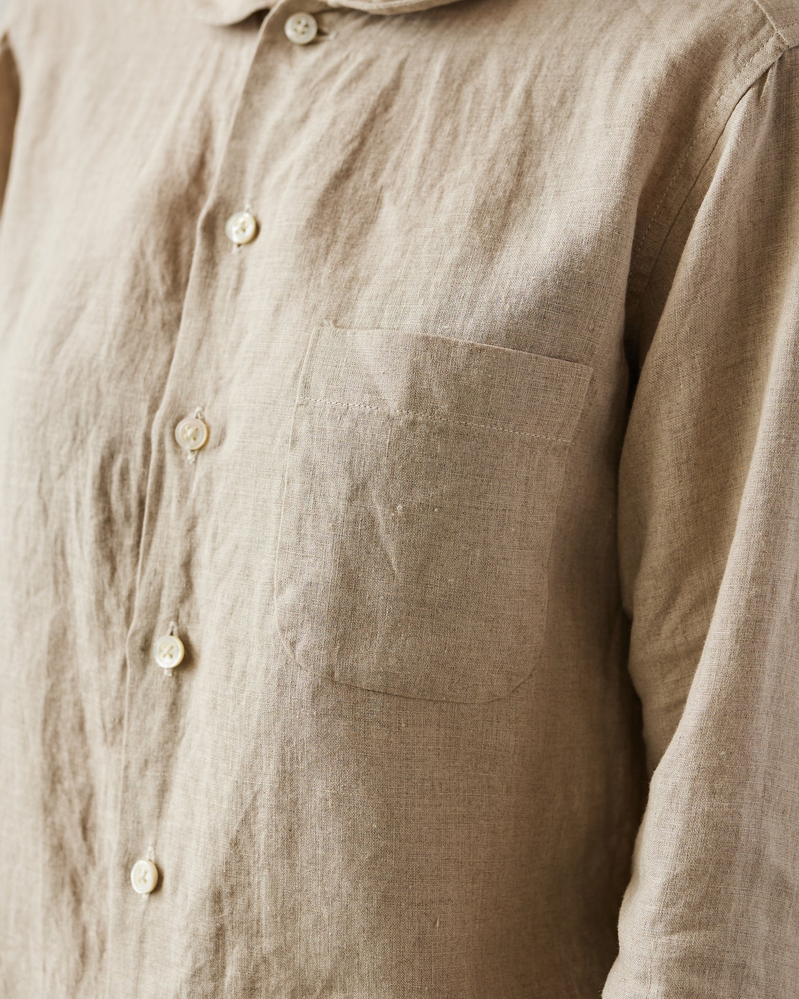 Engineered Garments Linen Rounded Collar Shirt, Natural