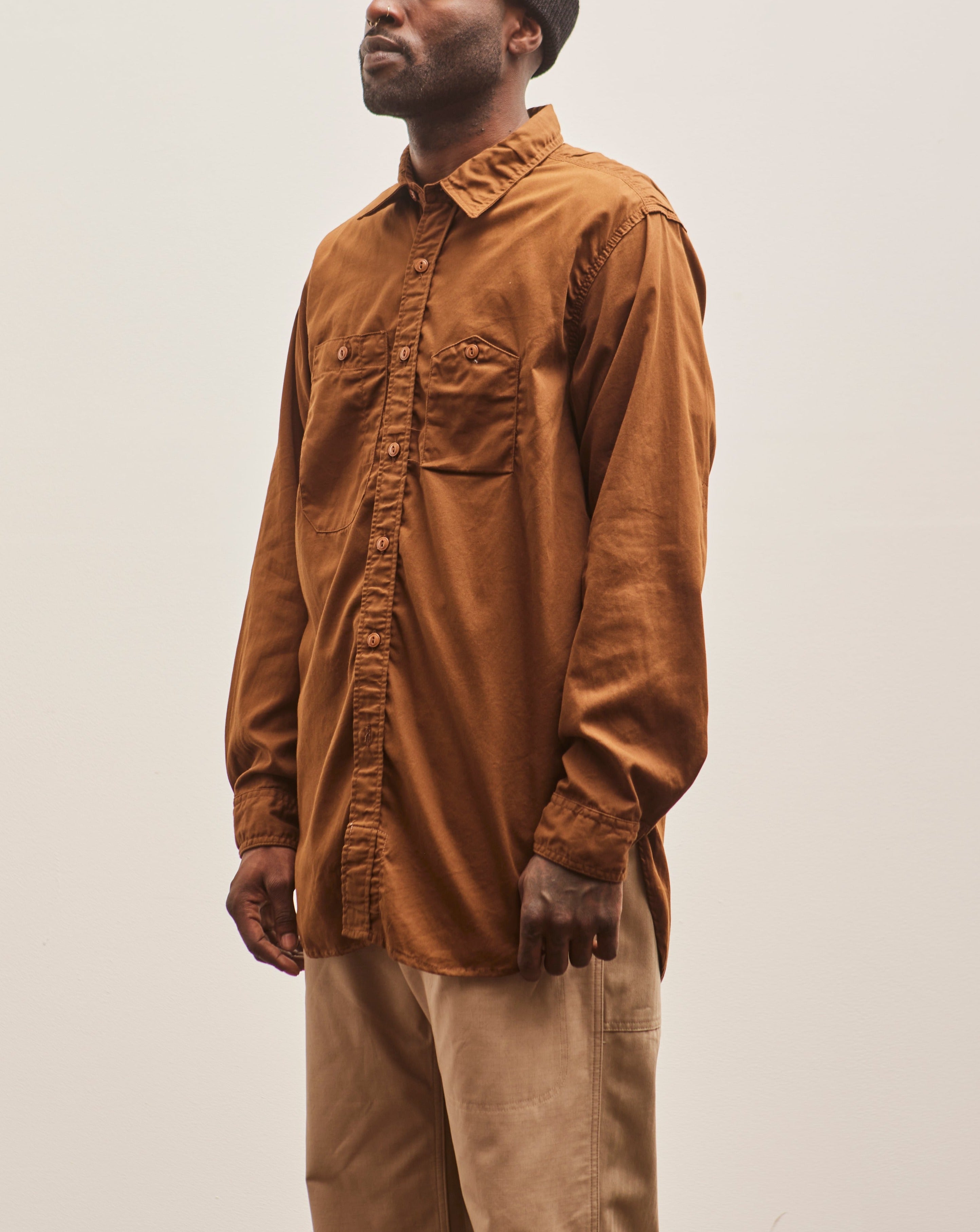 Engineered Garments Microsanded Twill Work Shirt, Brown – Glasswing