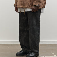 Engineered Garments Officer Pant, Black Cotton Distressed Print