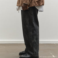 Engineered Garments Officer Pant, Black Cotton Distressed Print