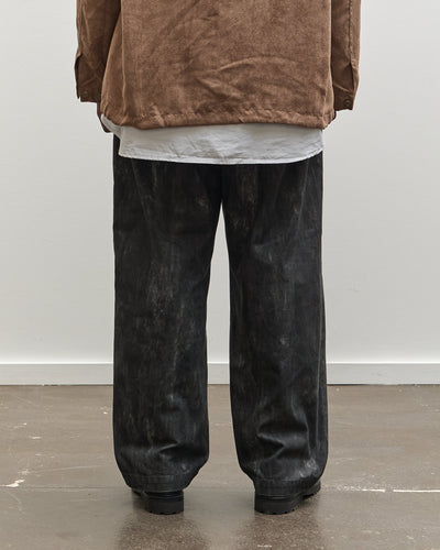 Engineered Garments Officer Pant, Black Cotton Distressed Print