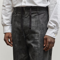 Engineered Garments Officer Pant, Black Cotton Distressed Print