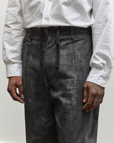 Engineered Garments Officer Pant, Black Cotton Distressed Print