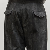 Engineered Garments Officer Pant, Black Cotton Distressed Print