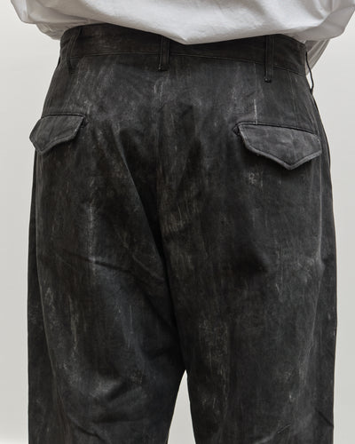 Engineered Garments Officer Pant, Black Cotton Distressed Print