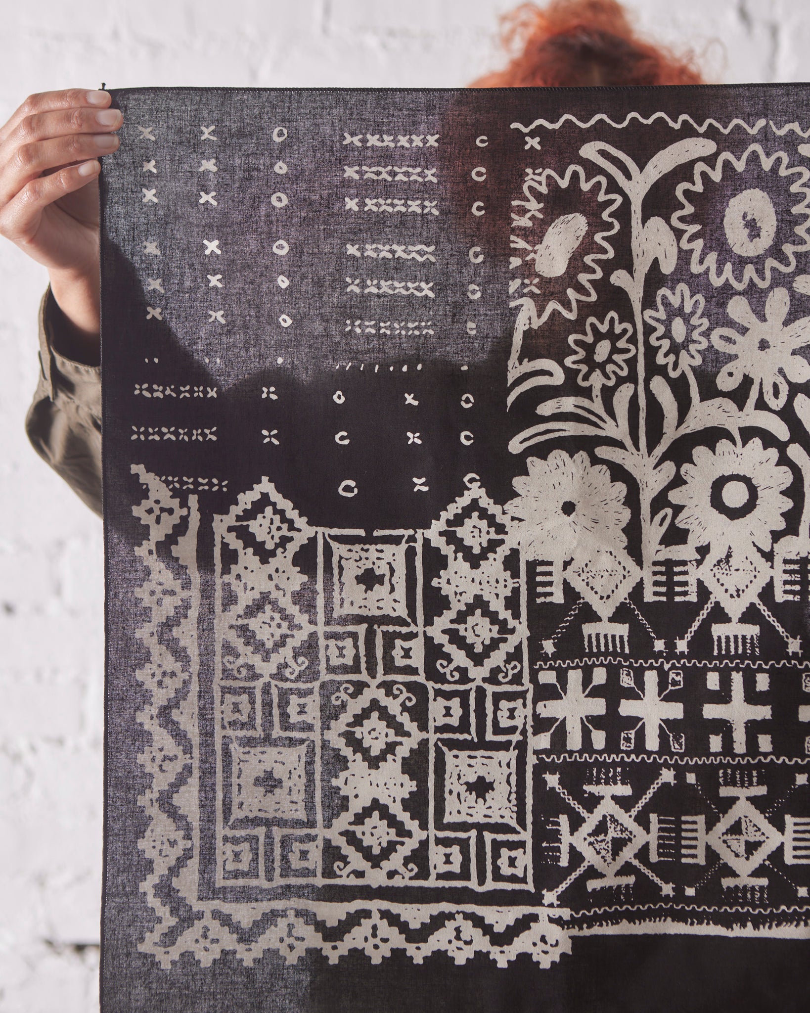 Large Bandana Monogram Print Jacket in Recycled Polyester Black