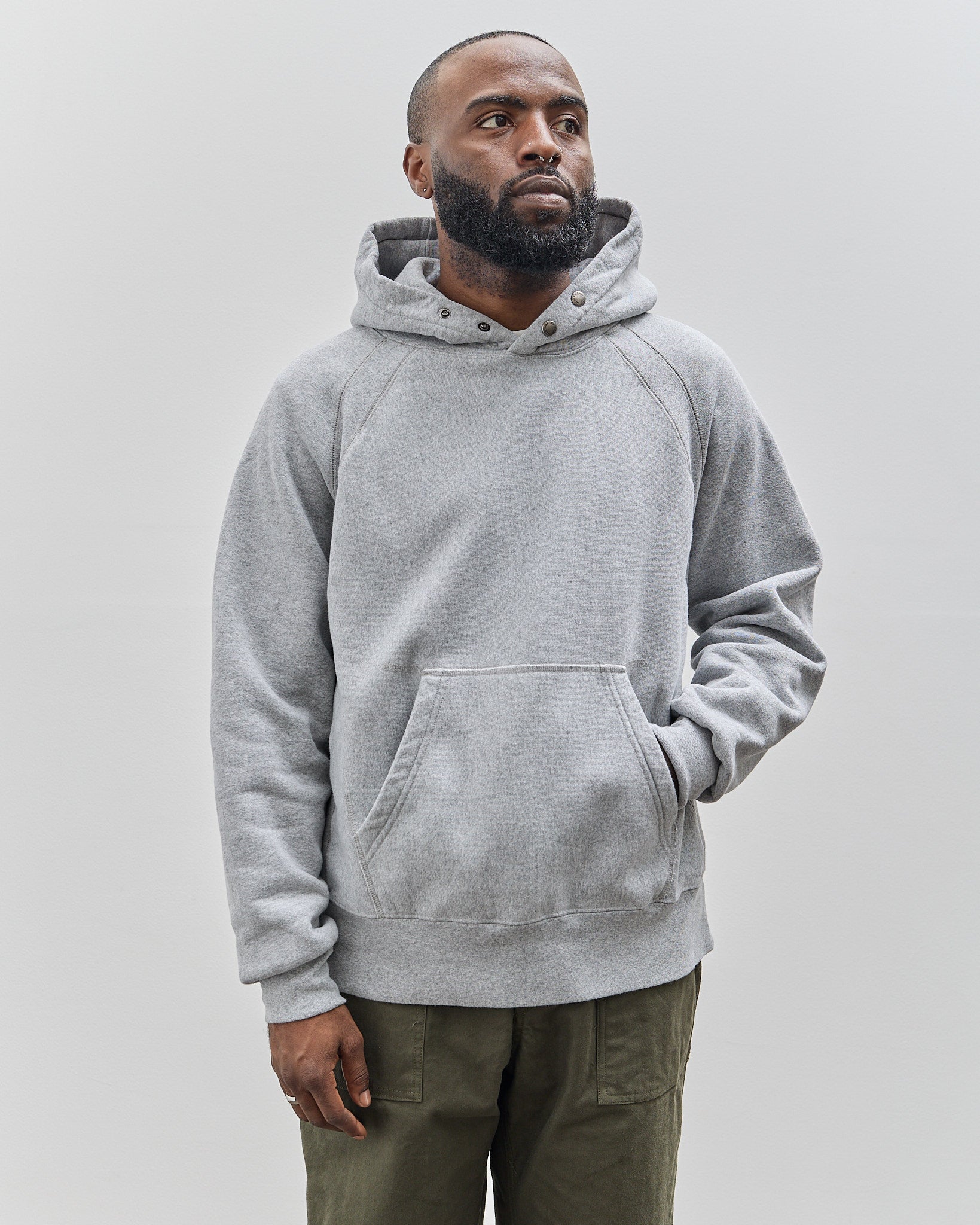 Engineered Garments Raglan Hoody, Heather Grey – Glasswing