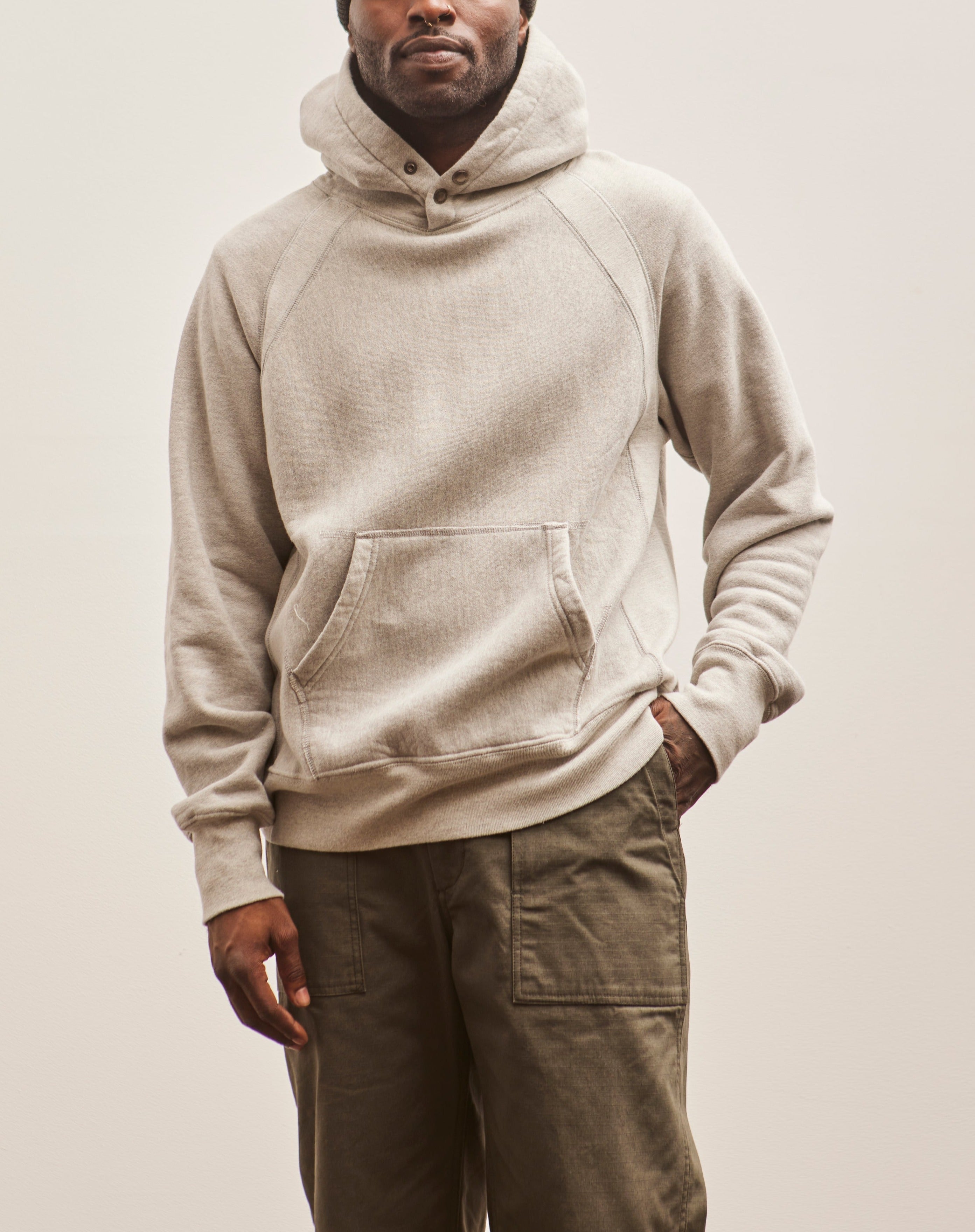 Denime - 262 Four Needle Raglan Hoodie - Light Heather Grey – Withered Fig