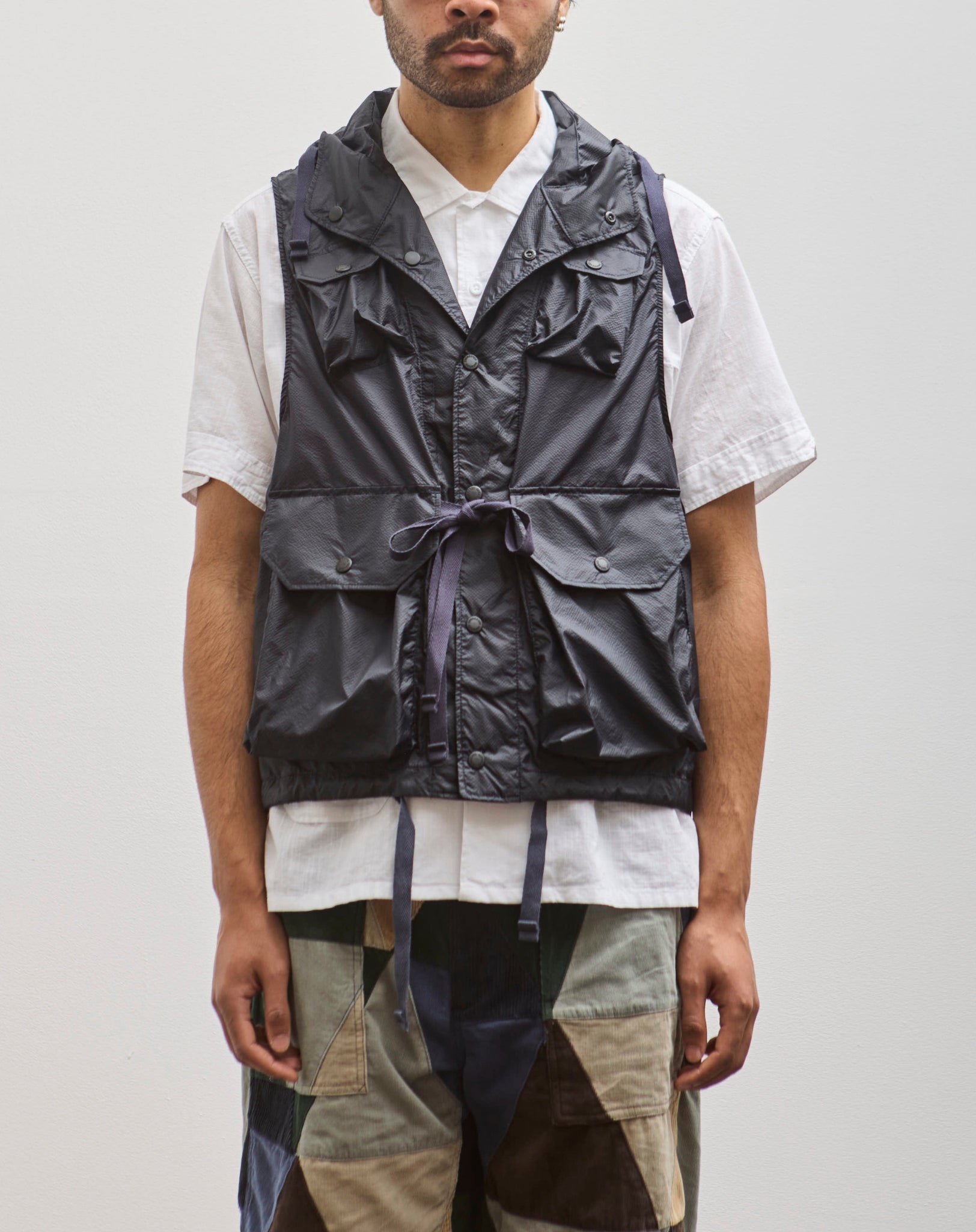 Engineered Garments Micro Ripstop Field Vest, Navy | Glasswing