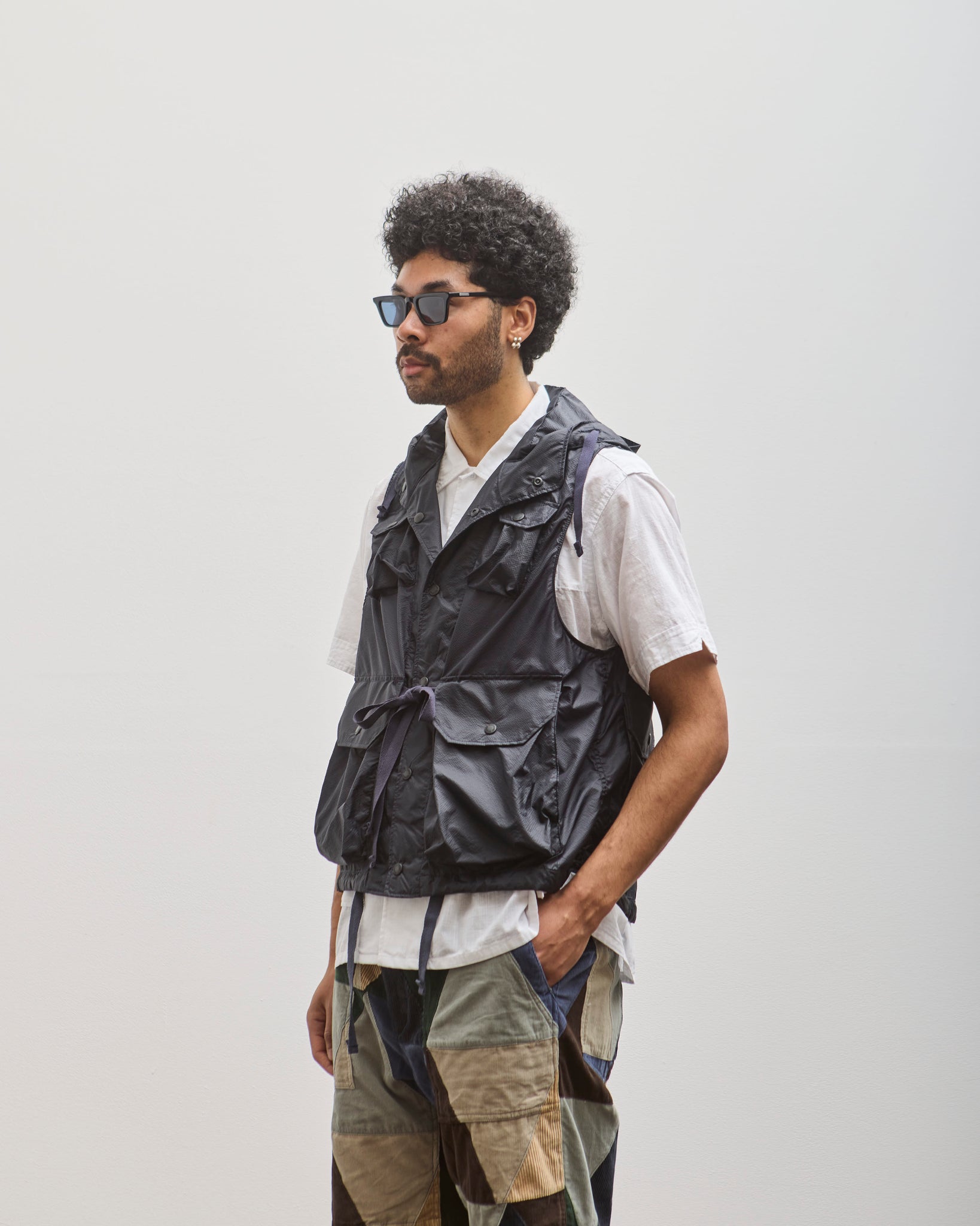 Engineered Garments Micro Ripstop Field Vest, Navy | Glasswing