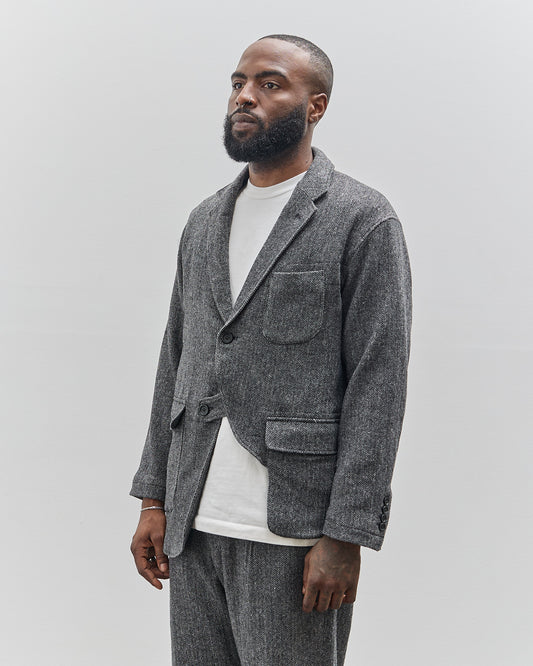 Engineered Garments Slanted Jacket, Grey Poly Wool Herringbone