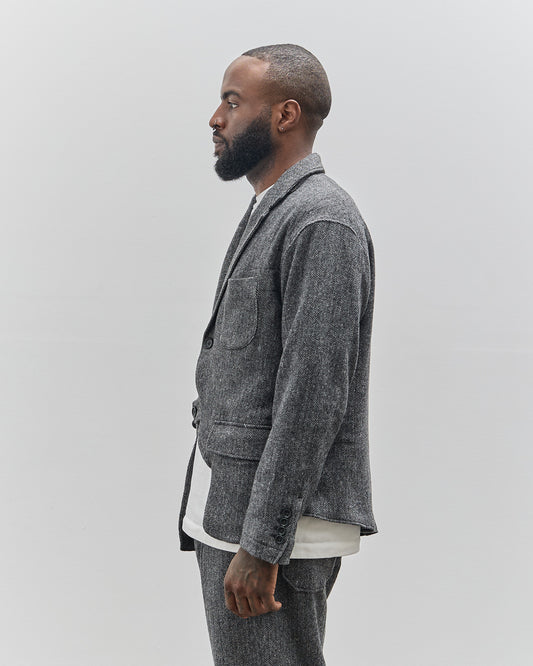 Engineered Garments Slanted Jacket, Grey Poly Wool Herringbone