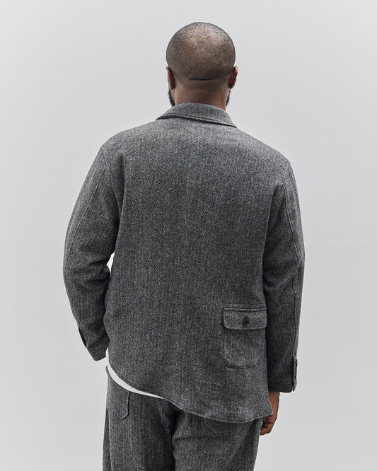 Engineered Garments Slanted Jacket, Grey Poly Wool Herringbone