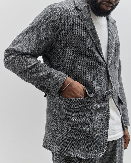 Engineered Garments Slanted Jacket, Grey Poly Wool Herringbone