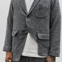 Engineered Garments Slanted Jacket, Grey Poly Wool Herringbone