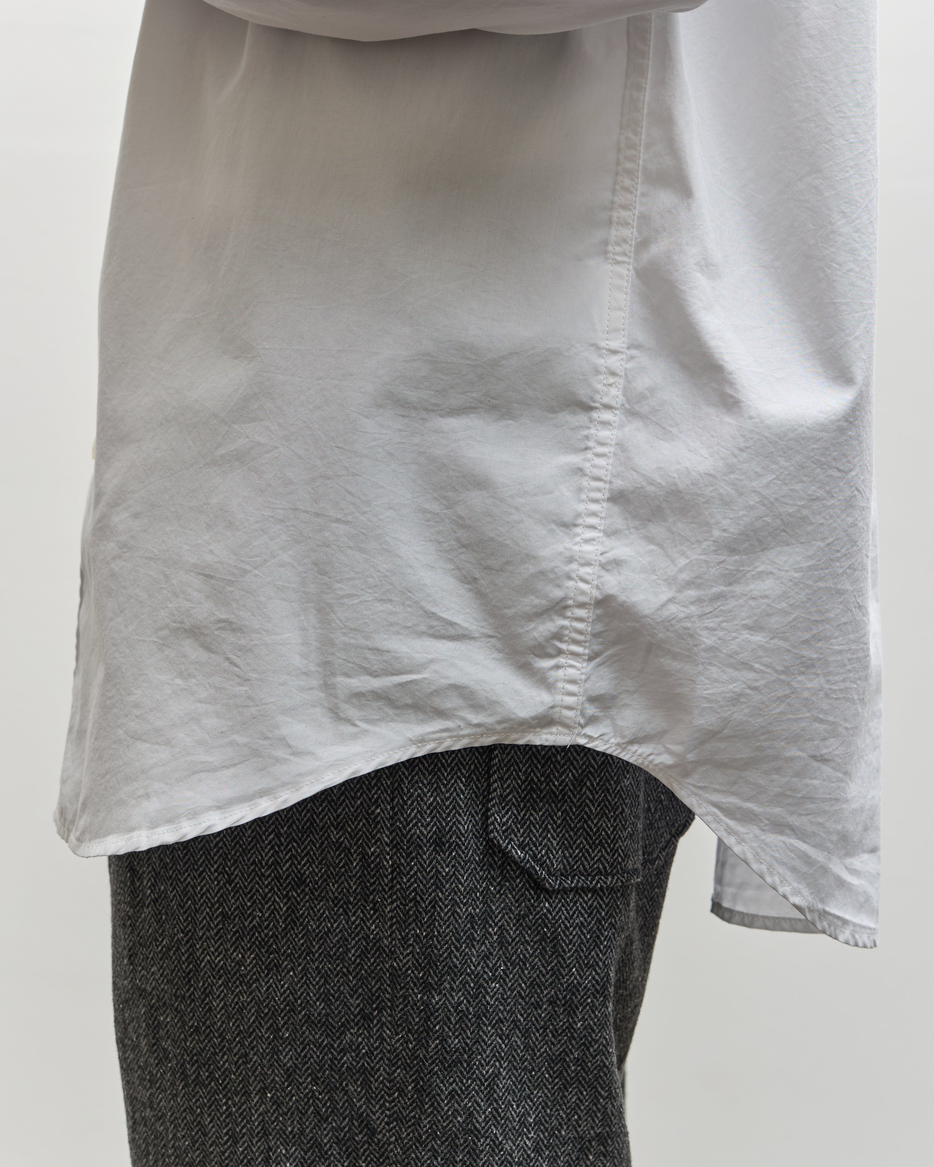 トップス Engineered Garments Shawl Shirt White Engineered Garments Wing Collar Shirt, White – Glasswing