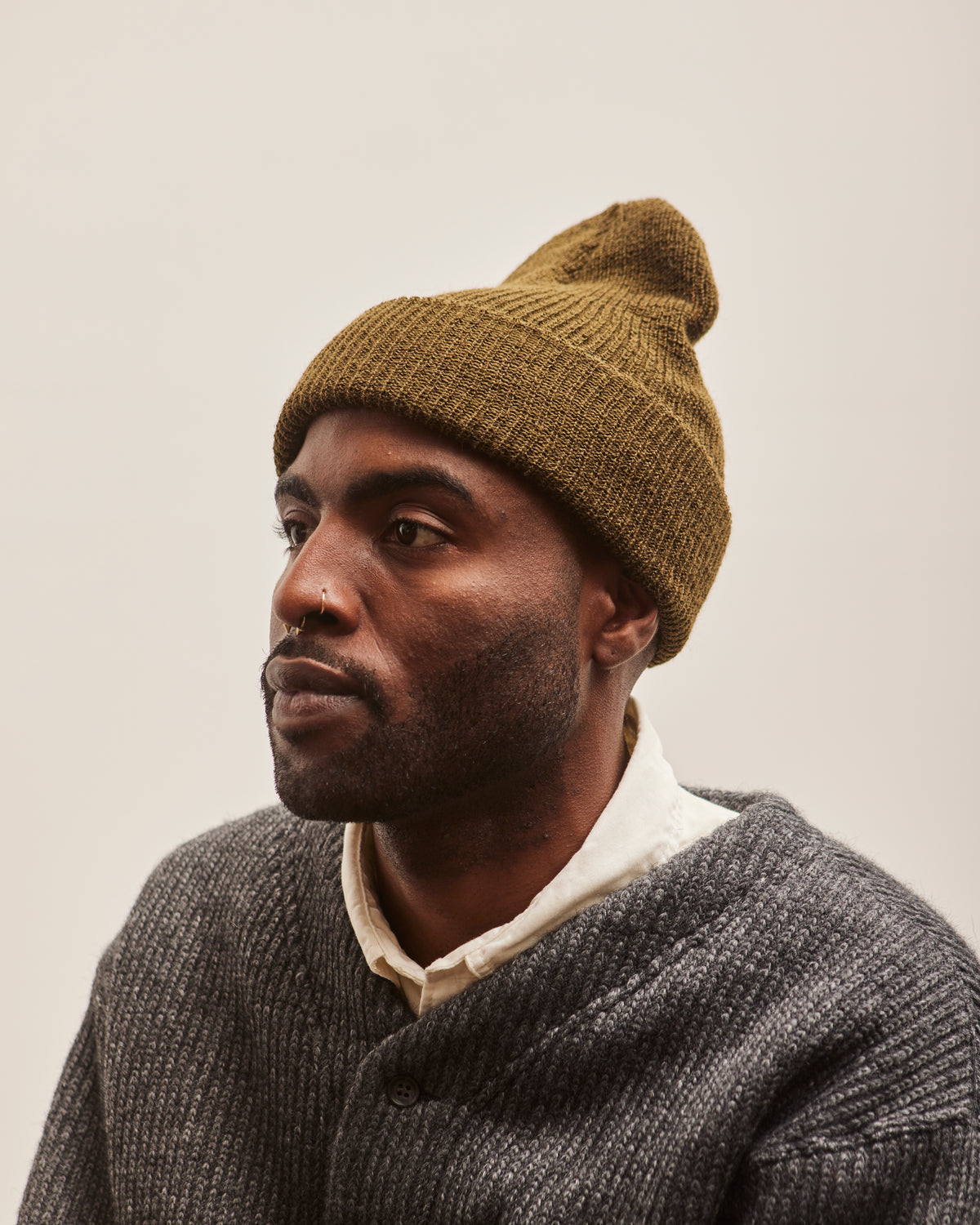 ENGINEERED GARMENTS BEANIE Engineered Garments Watch Cap - Olive Wool – Totem Brand Co main image 3