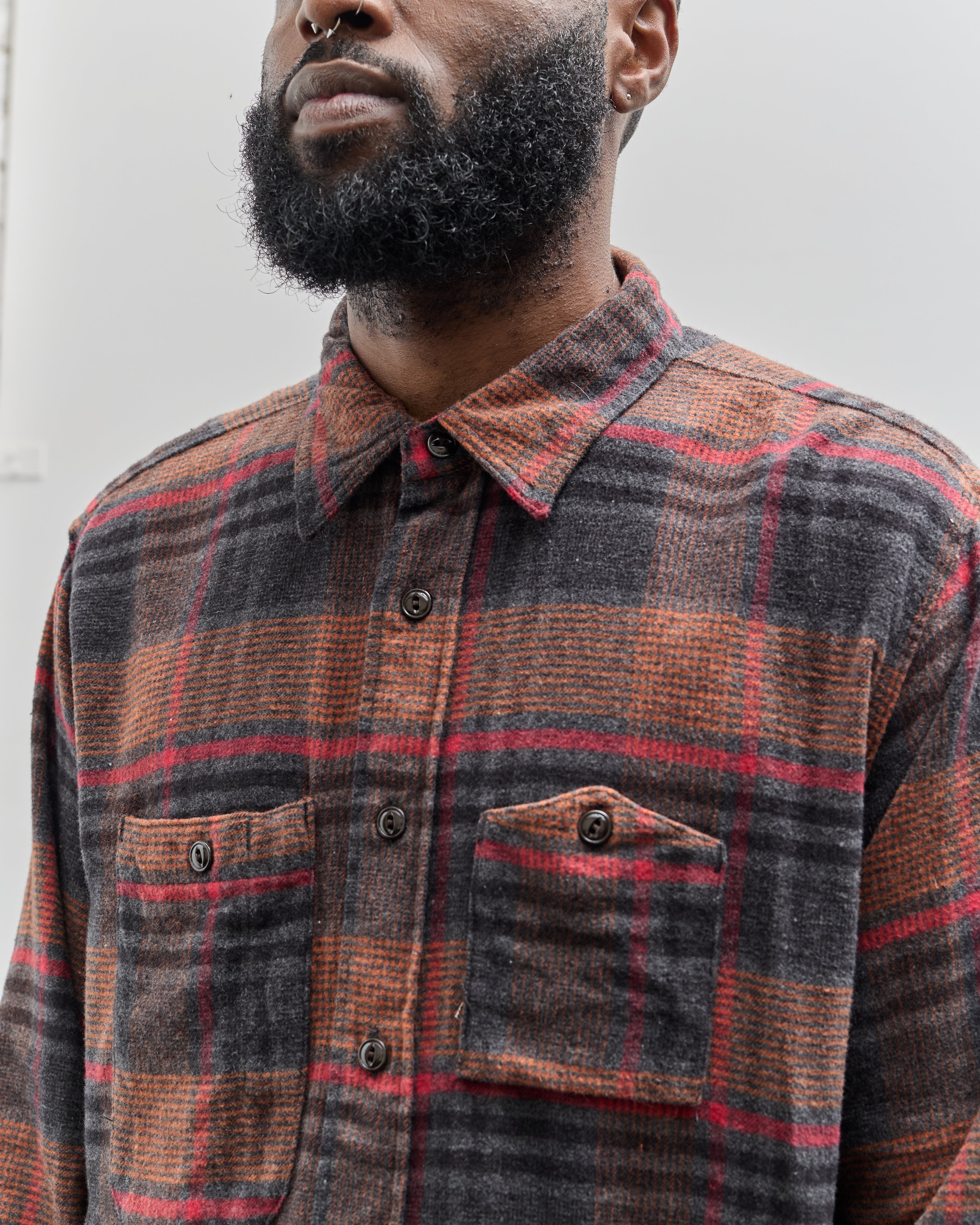 engineered garments WorkShirtOrangePlaid Engineered Garments Work Shirt - Yellow/Gray | Garmentory