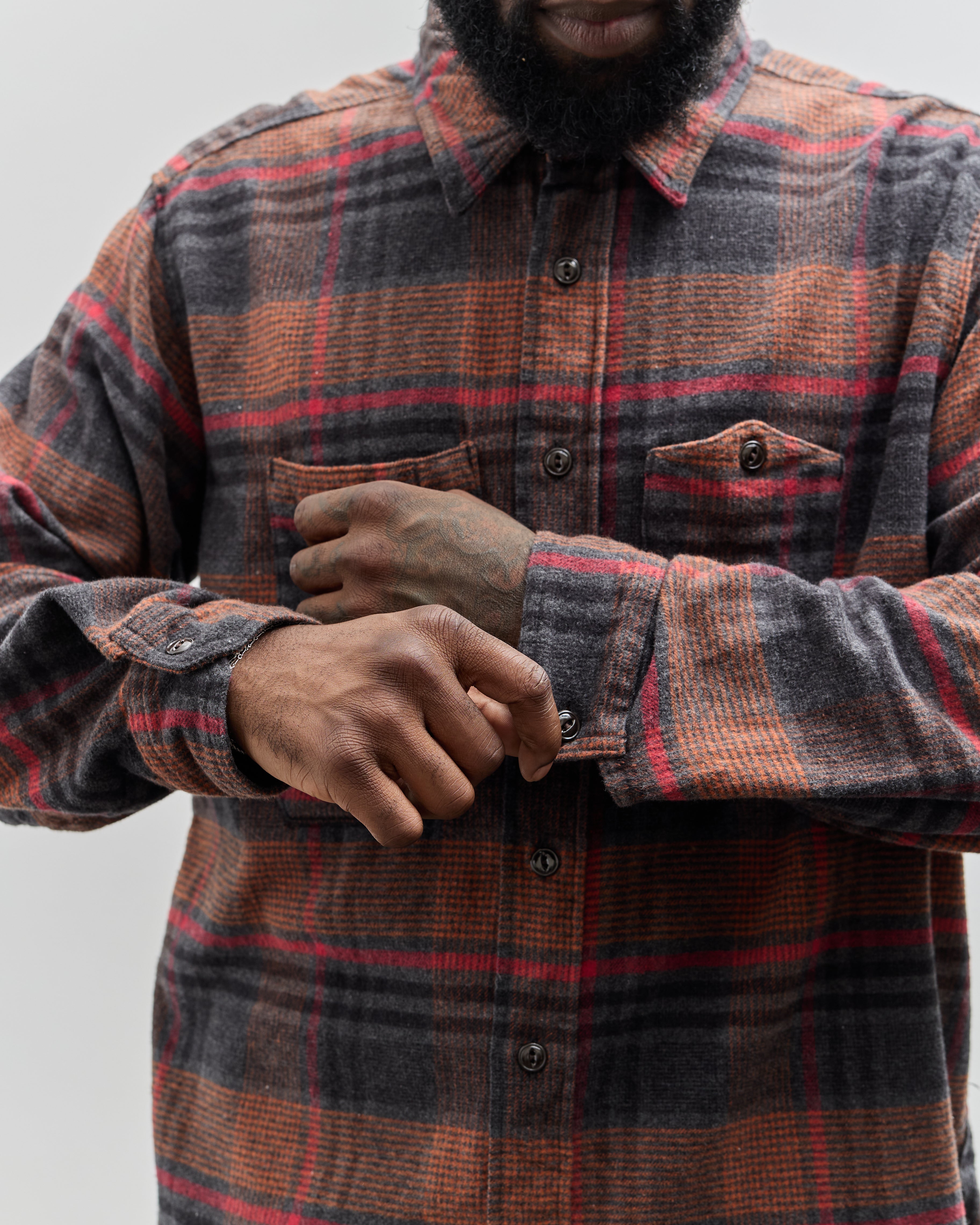 トップス ENGINEERED GARMENTS plaid work shirt Engineered Garments Work Shirt - Cotton Plaid Jacquard (Navy