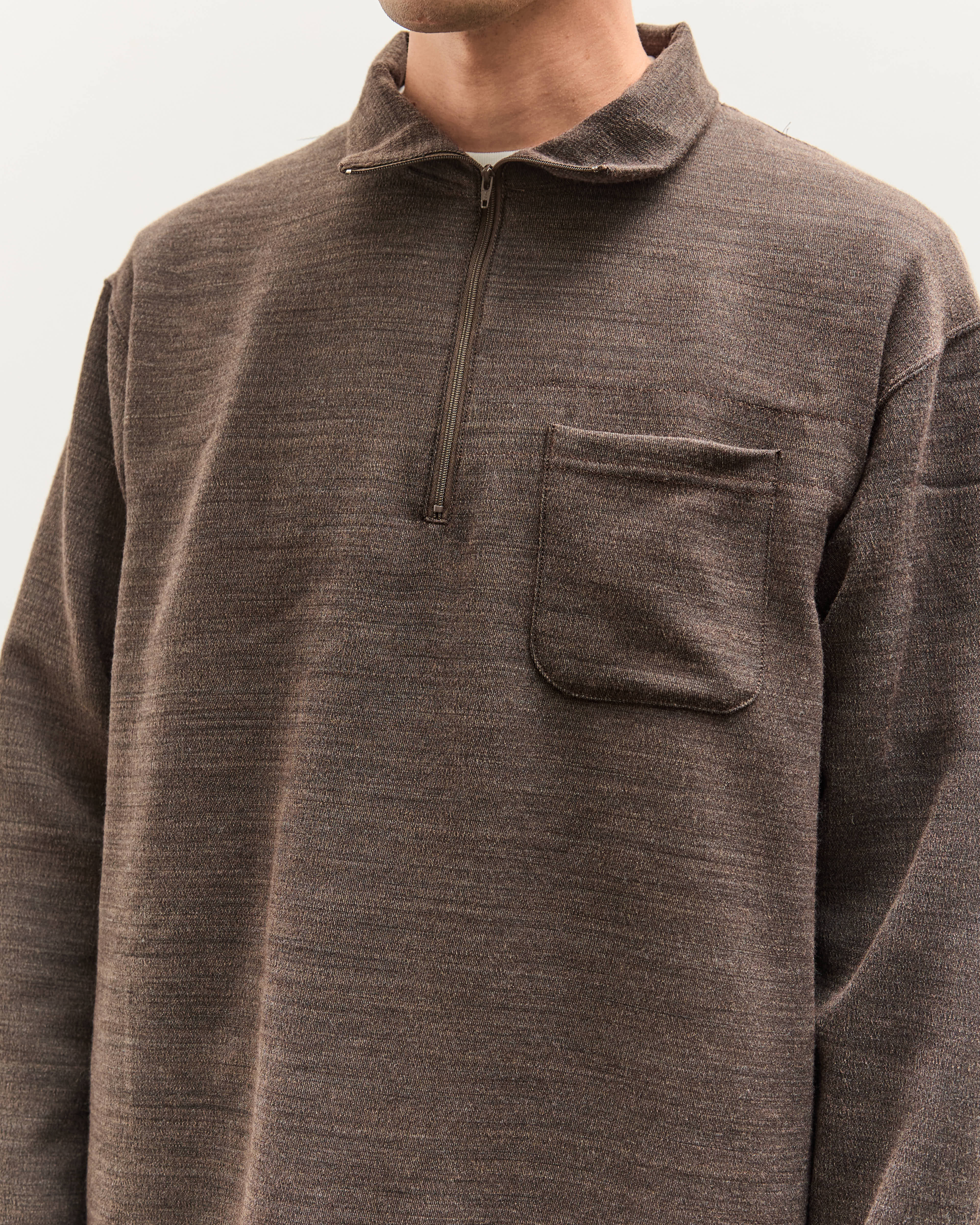 Engineered Garments Zip Mock Neck, Brown – Glasswing