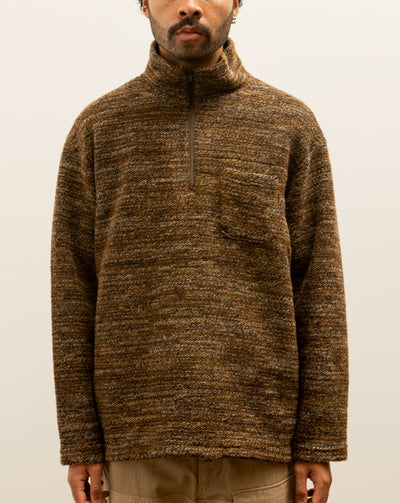 Engineered Garments Zip Mock Neck, Brown Melange