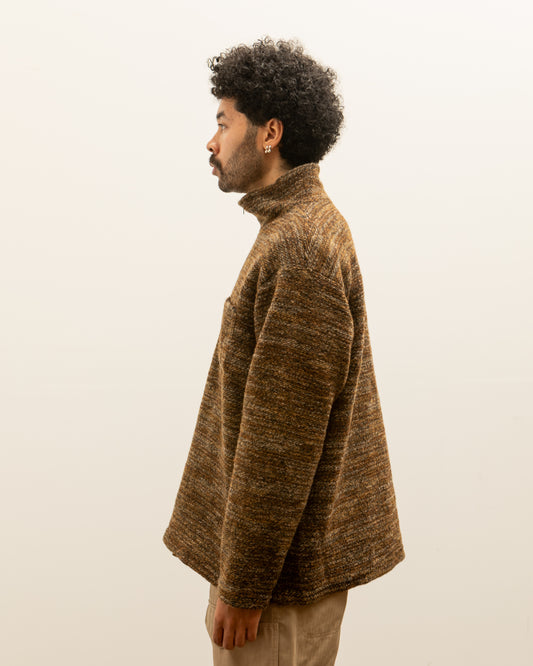 Engineered Garments Zip Mock Neck, Brown Melange