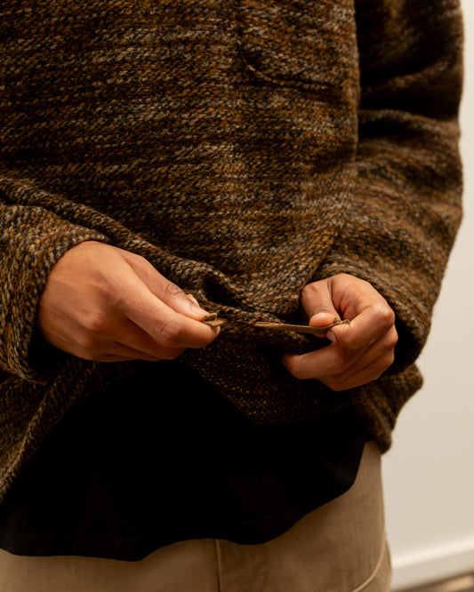 Engineered Garments Zip Mock Neck, Brown Melange