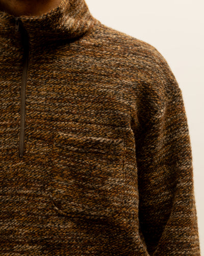 Engineered Garments Zip Mock Neck, Brown Melange