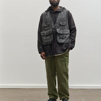 Engineered Garments Fowl Vest, Black Cotton Distressed Print