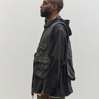 Engineered Garments Fowl Vest, Black Cotton Distressed Print