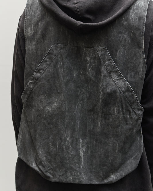 Engineered Garments Fowl Vest, Black Cotton Distressed Print