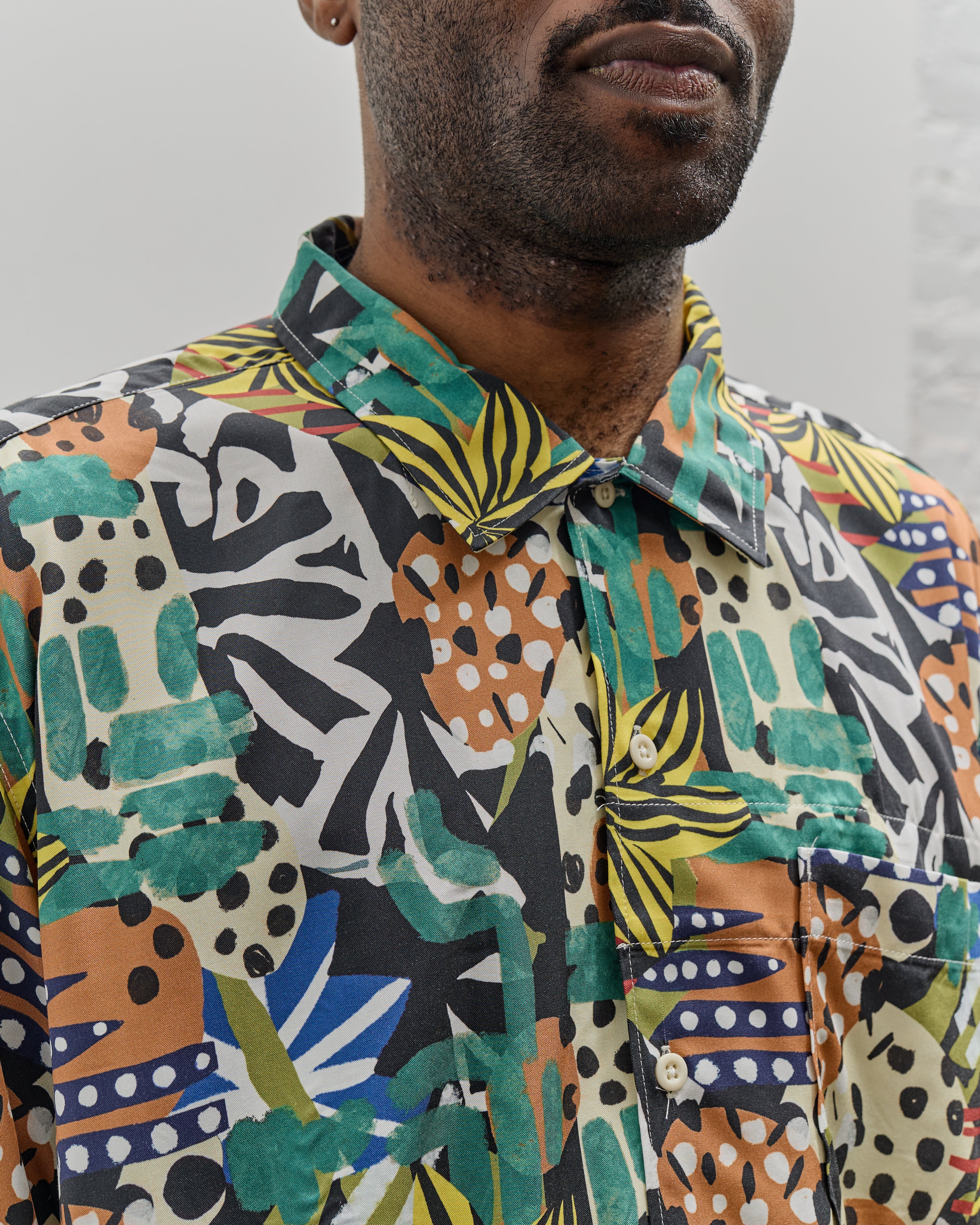 Engineered Garments Camp Shirt, African Print – Glasswing