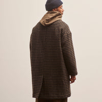 Evan Kinori Big Coat, Dark Olive Heavy Brushed Wool Check