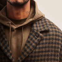 Evan Kinori Big Coat, Dark Olive Heavy Brushed Wool Check