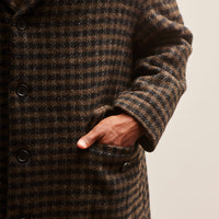 Evan Kinori Big Coat, Dark Olive Heavy Brushed Wool Check