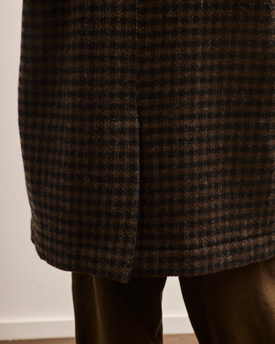 Evan Kinori Big Coat, Dark Olive Heavy Brushed Wool Check