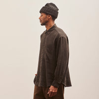 Evan Kinori Big Shirt Two, Brown Brushed Linen/Wool Twill
