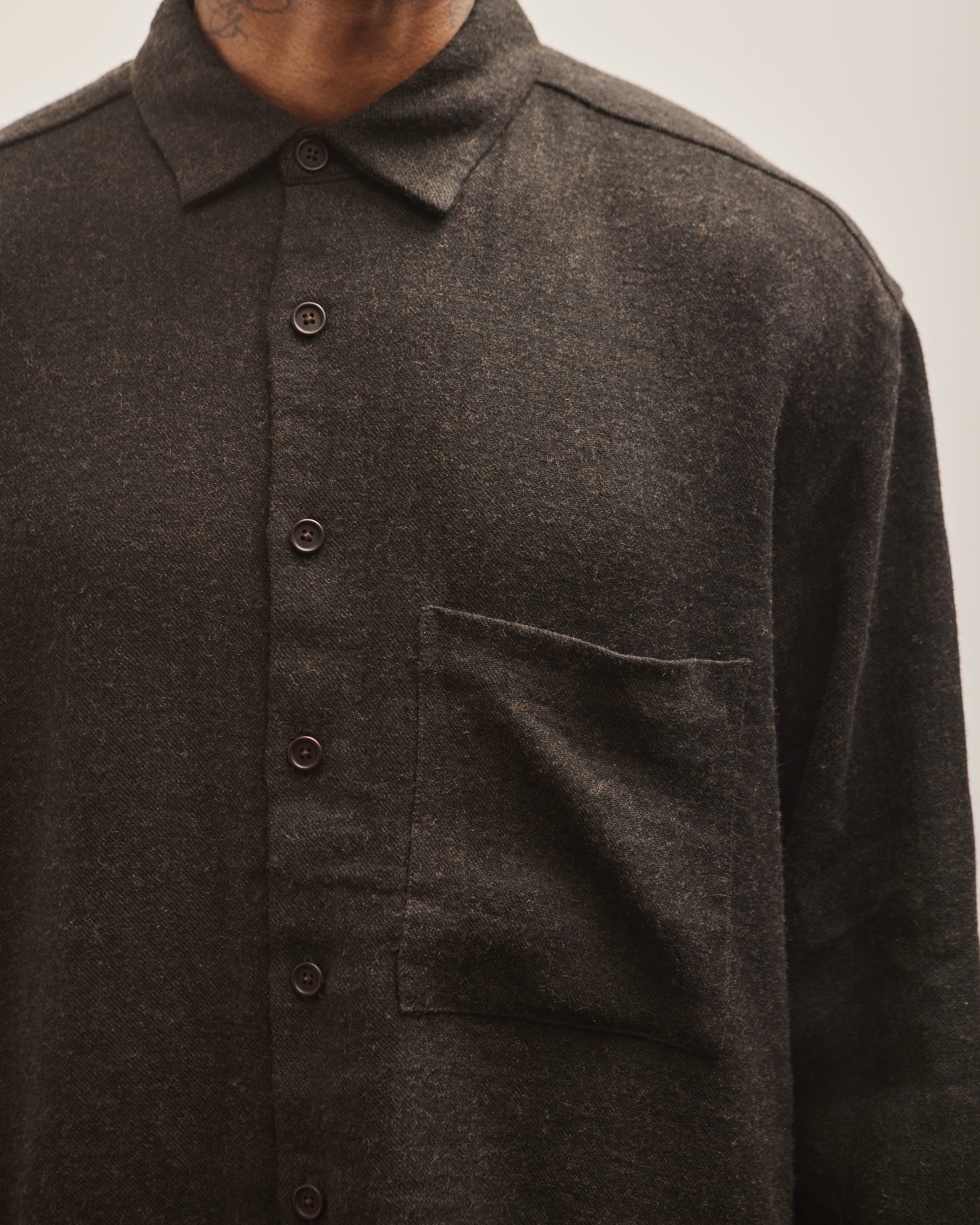 Evan Kinori Big Shirt Two Lightweight Wool Olive – MAN-TLE