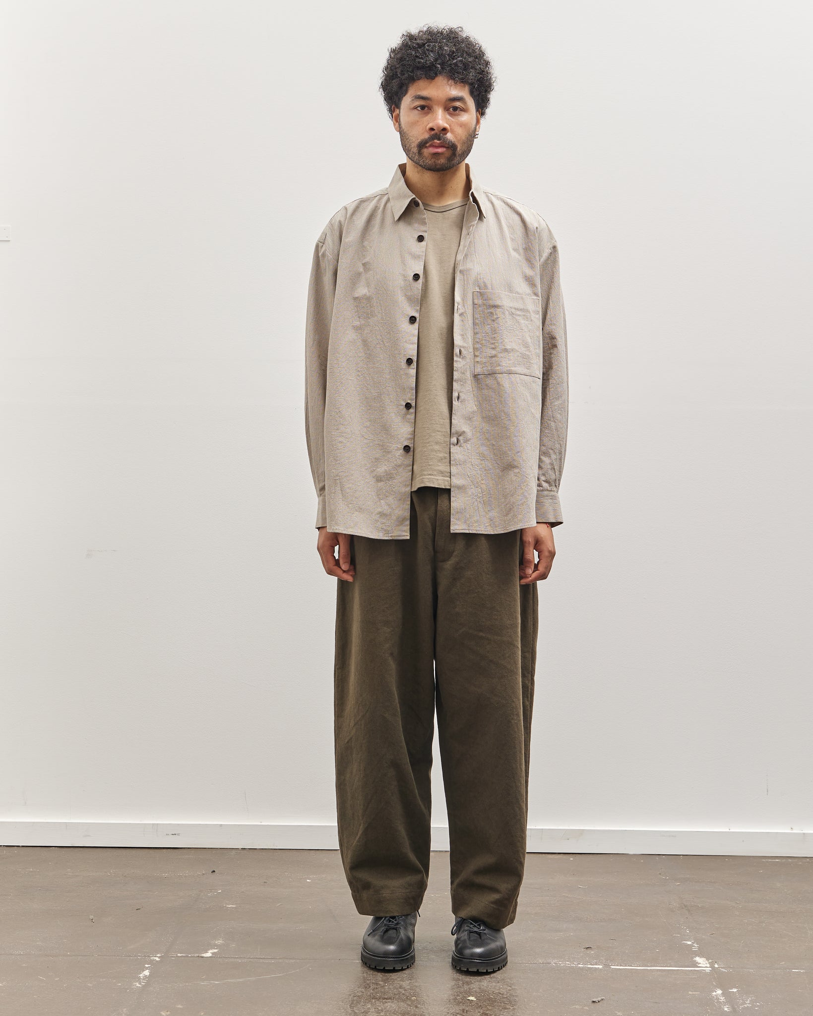 Evan Kinori Big Shirt Two, Brown Gridcloth