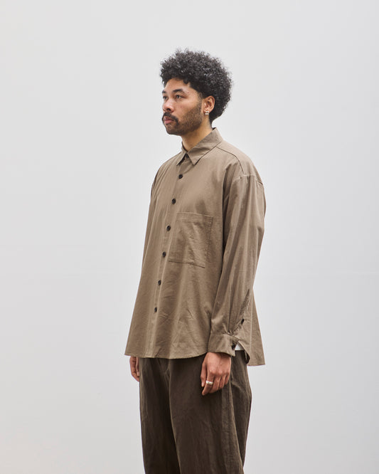 Evan Kinori Big Shirt Two, Dark Beige Batiste